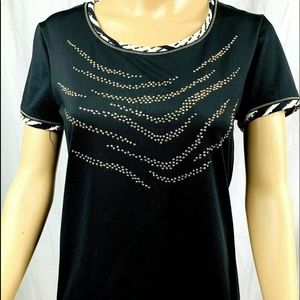 Zenergy by Chico's blouse size 0 black and gold